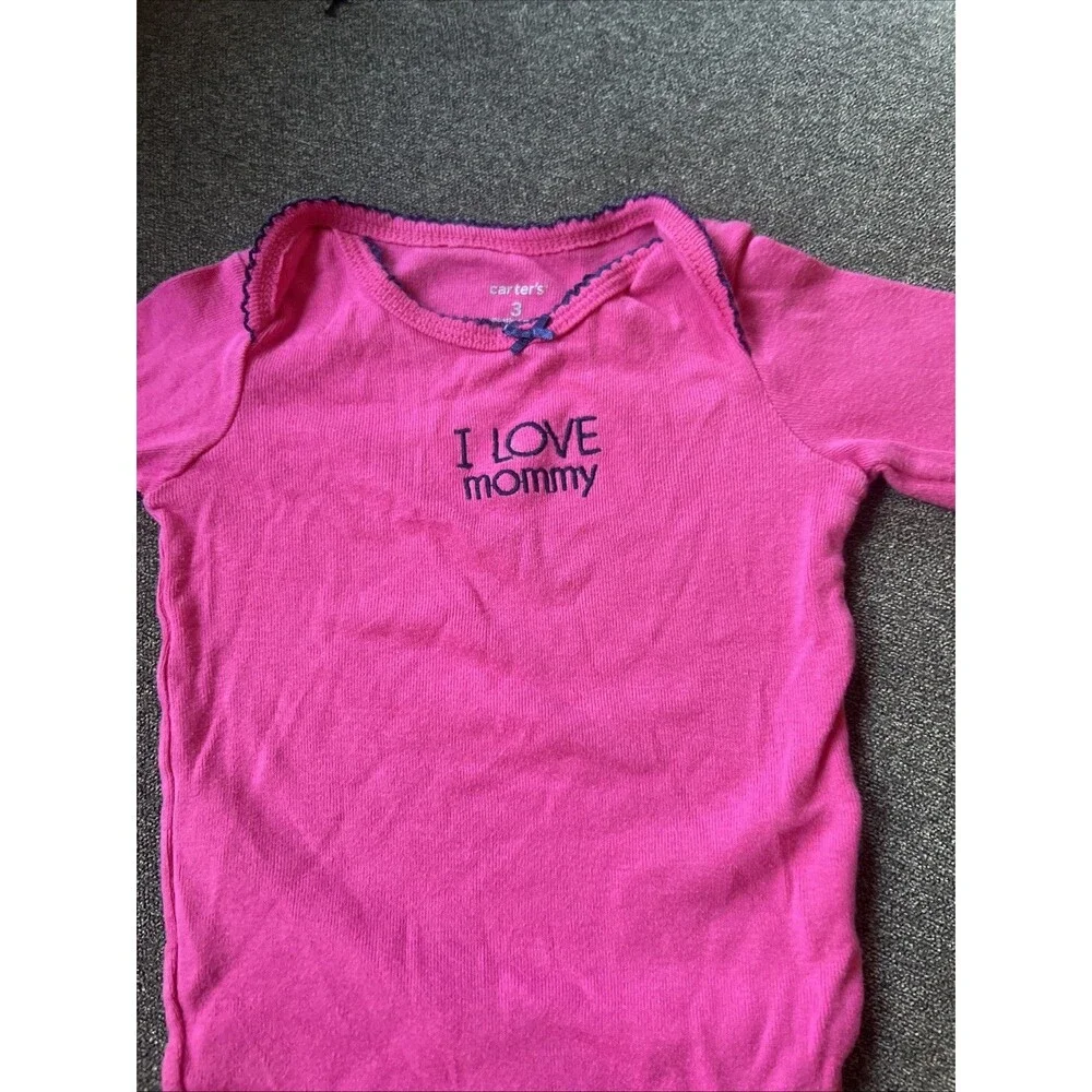 Baby‎ Girl Clothes Carter's Newborn Dark Pink I Love Mommy Bodysuit 3M